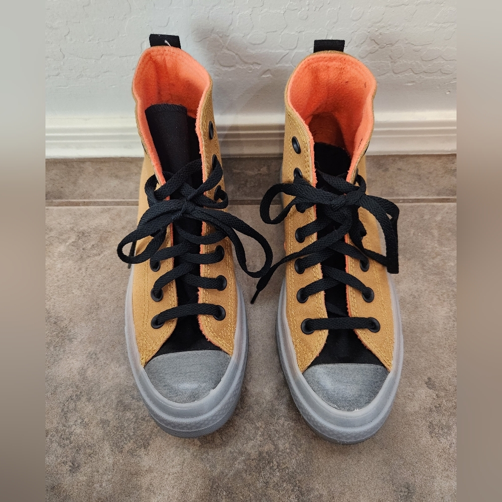 Converse High-Top Sneakers with Orange and Black Accents